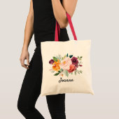 Tote Bag Mariage de fleurs florales de Bourgogne d'automne (Devant (produit))