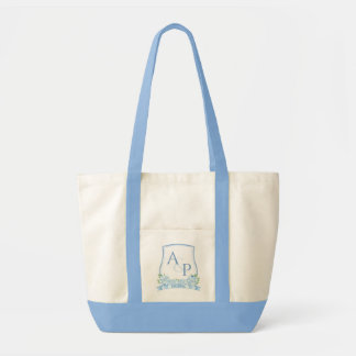 Tote Bag Mariage de la crête de Mariage bleu Preppy
