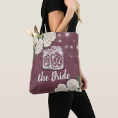 Tote Bag Mariage de la mariée Mason Jar Hydrangea Chaîne Lu (De près)