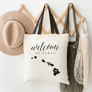 Tote Bag Mariage de la Silhouette de l'État d'Hawaii Bienve