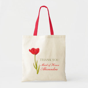 Tote Bag mariage de l'art de la fleur de tulipe rouge, tenu