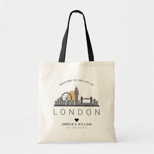 Tote Bag Mariage de Londres | Skyline stylisée (Devant)