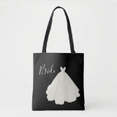 Tote Bag Mariage de mariée Script noir blanc chic (Devant)