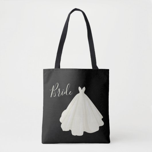 Tote Bag Mariage de mariée Script noir blanc chic (Devant)