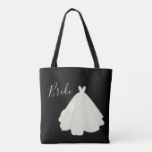 Tote Bag Mariage de mariée Script noir blanc chic (Dos)