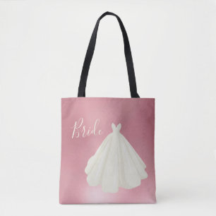 Tote Bag Mariage de mariée Script rose métal