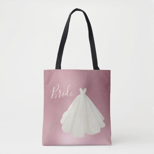 Tote Bag Mariage de mariée Script rose métal (Devant)