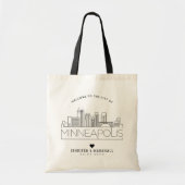 Tote Bag Mariage de Minneapolis | Skyline stylisée (Devant)