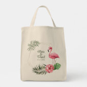Tote Bag Mariage de noms de couples de Flamants roses tropi (Dos)