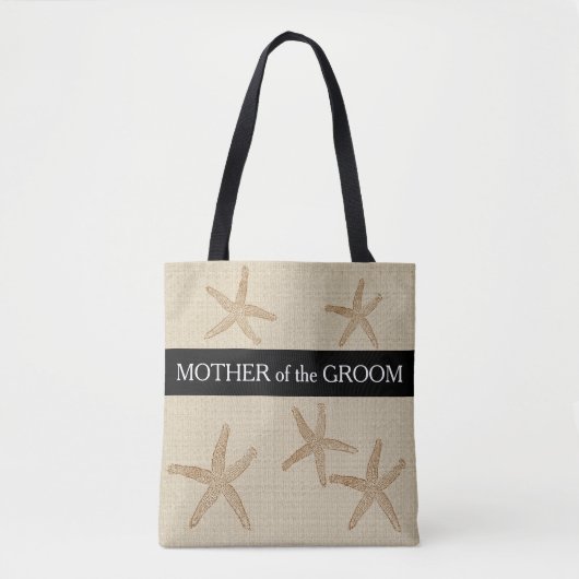 Tote Bag Mariage de plage Mère du marié sable burlap (Devant)