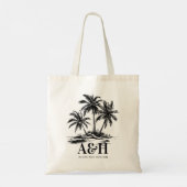 Tote Bag Mariage de plage Monogramme élégant Palm Tree simp (Dos)