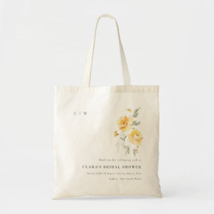 Tote Bag Mariage   de Rose à aquarelle jaune vert