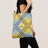 Tote Bag Mariage de script de tatan bleu jaune Plaid (De près)