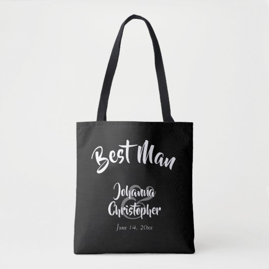 Tote Bag Mariage de script en noir gras Best Man (Devant)