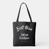 Tote Bag Mariage de script en noir gras Best Man (Dos)