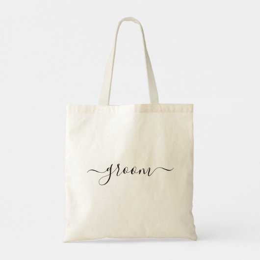 Tote Bag Mariage de script moderne Groom Black White (Dos)