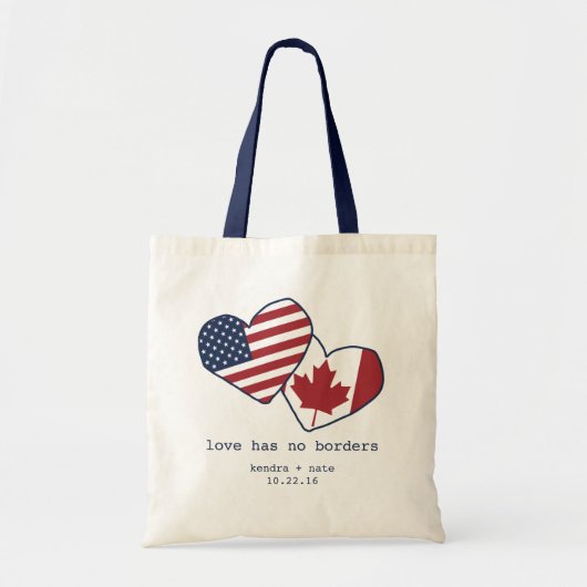 Tote Bag MARIAGE des drapeaux cardiaques des États-Unis et (Devant)