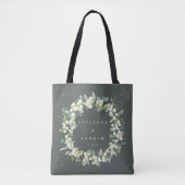 Tote Bag Mariage d'hiver Grey-Green Snowberry+Eucalyptus (Devant)