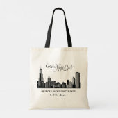 Tote Bag Mariage du Bachelorat de Chicago City Skyline (Dos)