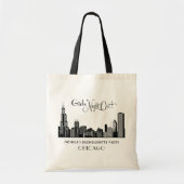 Tote Bag Mariage du Bachelorat de Chicago City Skyline (Devant)