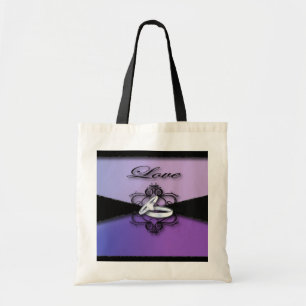 Tote Bag mariage élégant groupes violet et noir mariage