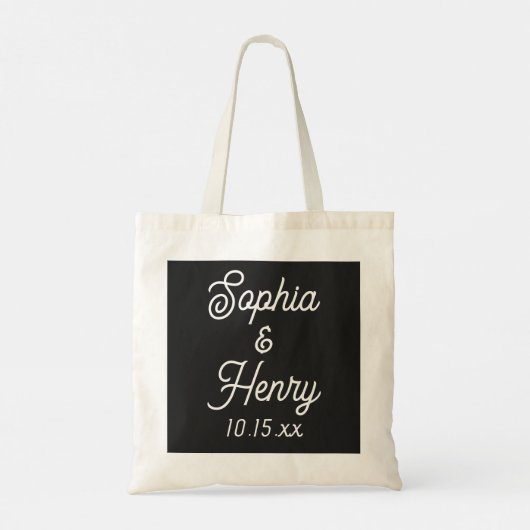 Tote Bag Mariage Élégant Script Noir Typographie moderne (Dos)