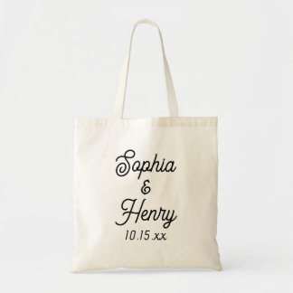Tote Bag Mariage Élégant Script Noir Typographie moderne