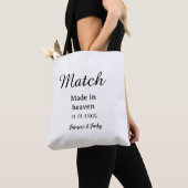 Tote Bag Mariage fait au ciel ajouter nom date calligra sim (De près)