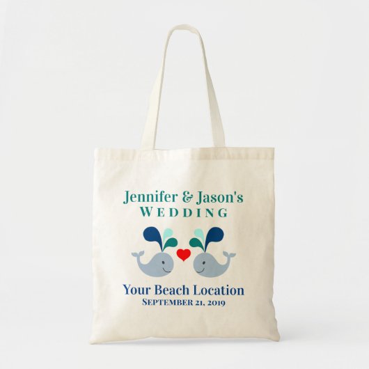 Tote Bag Mariage Faveur Baleine Tropical Beach Destination (Devant)