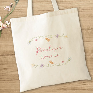 Tote Bag Mariage Fleur de Fille Personnalisé Aquarelle Flor