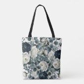 Tote Bag Mariage Fleurie Moderne Bleu Foncé & Blanc (Dos)