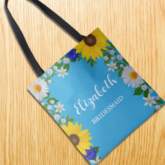 Tote Bag Mariage Floral bleu ciel d'été