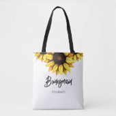 Tote Bag Mariage Floral de Demoiselle d'Honneur Tournesol   (Devant)