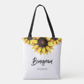 Tote Bag Mariage Floral de Demoiselle d'Honneur Tournesol   (Dos)