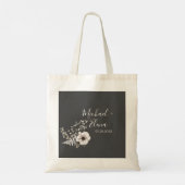 Tote Bag Mariage floral gris foncé et blanc (Dos)