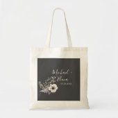 Tote Bag Mariage floral gris foncé et blanc (Devant)