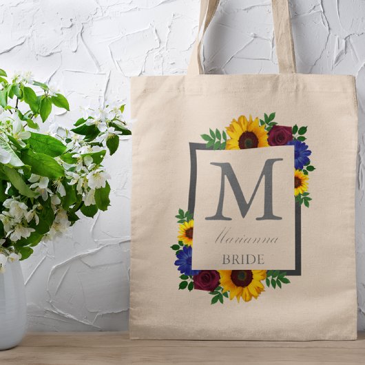 Tote Bag Mariage floral Rose de tournesol