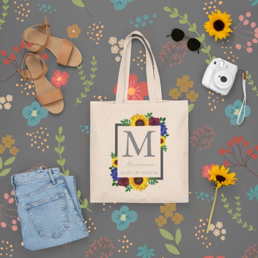 Tote Bag Mariage floral Rose de tournesol