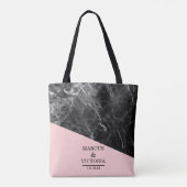 Tote Bag Mariage géométrique en marbre noir (Dos)