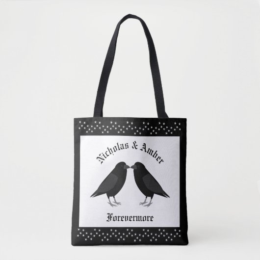 Tote Bag Mariage gothique Ravens de baiser double face (Devant)