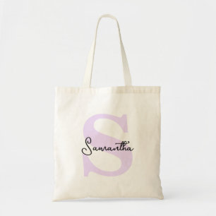 Tote Bag Mariage Initial Lavande Personnalisé Moderne