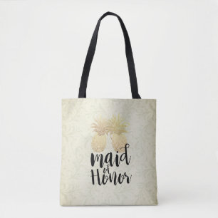 Tote Bag Mariage Maid of Honor Moderne en ananas Couple