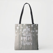 Tote Bag Mariage Maid of Honor Wood Mason Jar String Lumièr (Devant)