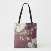 Tote Bag Mariage Matron d'honneur Hydrangeas et lumières à (Devant)
