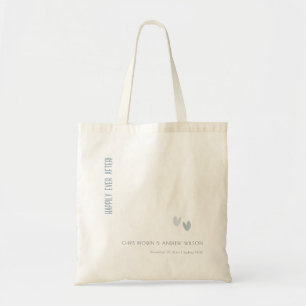 Tote Bag Mariage minimal Pastel Dusky Blue Hearts