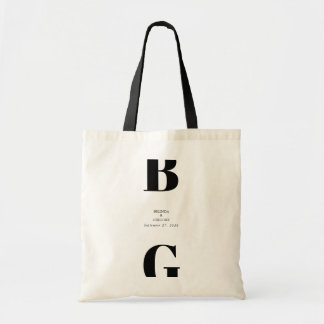 Tote Bag Mariage minimaliste moderne noir et blanc