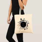 Tote Bag mariage monogramme floral d'hiver bleu glacé (Devant (produit))