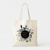 Tote Bag mariage monogramme floral d'hiver bleu glacé (Dos)