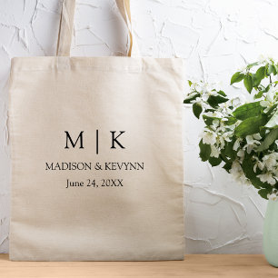 Tote Bag Mariage Monogramme minimaliste moderne