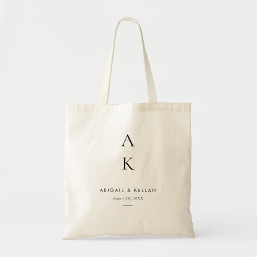 Tote Bag Mariage Monogramme moderne simple (Devant)